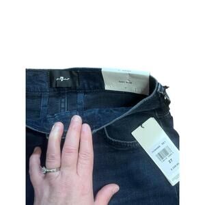 NWT 7 For All Mankind Easy Slim Jeans Womens 27 Dark Wash Ripped Knee
